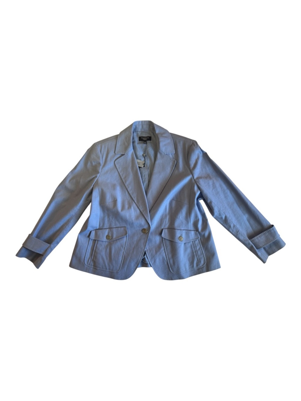 Talbots 16W Blue Cotton Linen Blazer Jacket NWT $189 Plus Size Career
